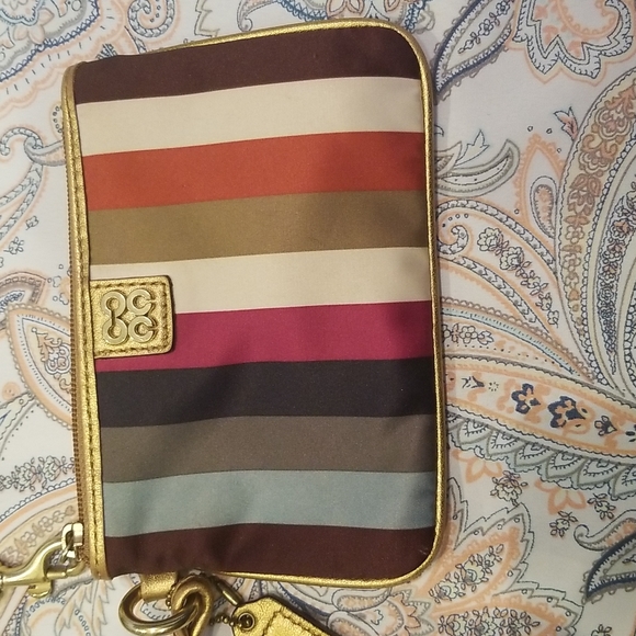Beautiful Striped Coach Crossbody Purse, wristlet & ID Card Holder - Picture 3 of 10